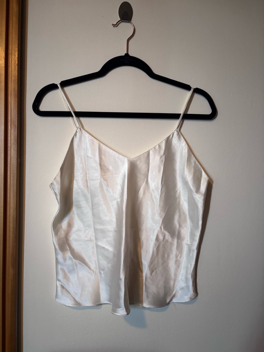 Silk-Feel White Satin Cami Top